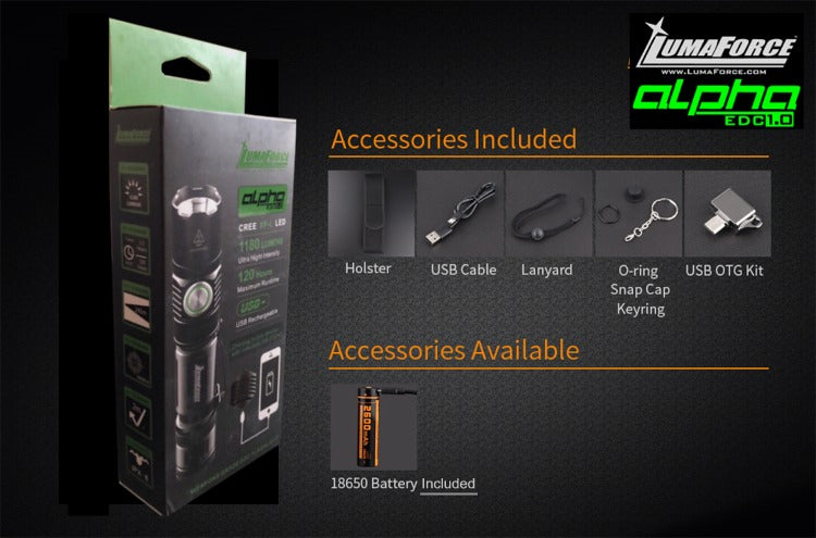 LumaForce Alpha EDC 1.0 - The Weapons Grade EDC tactical Light - 1180 Lumens