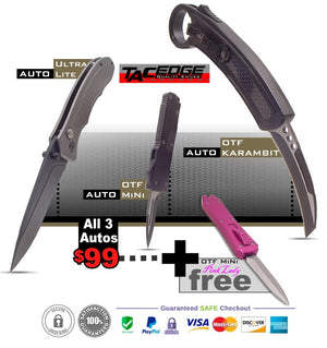 3 Pc. Tac-Edge AUTOMATIC Knife set + Free Pink Lady Mini OTF